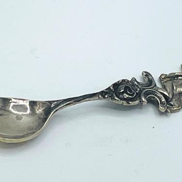 Sterling Silver Salt Cellar Miniature Spoon Cherub 2  1/8&amp;quot; 