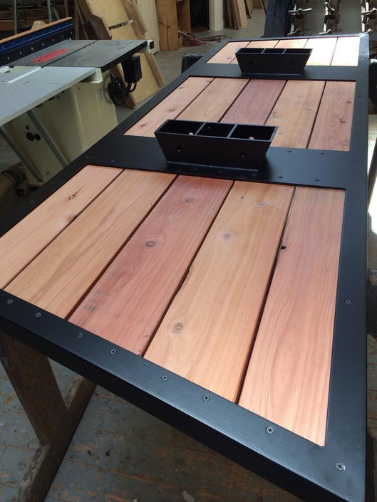Steel &amp; redwood table 