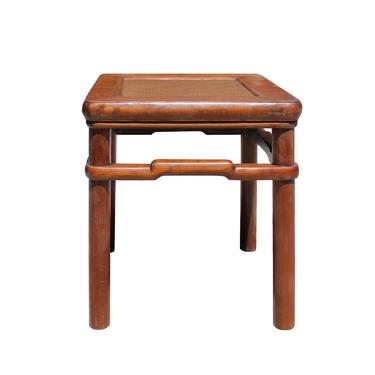 Chinese Handmade Vintage Finish Rattan Top Square Stool Table cs5732S