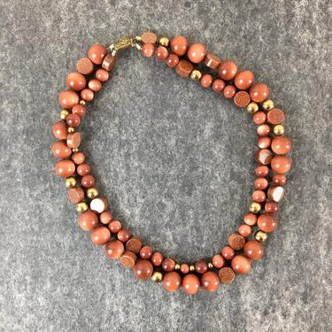 Double strand goldstone necklace - vintage costume jewelry 