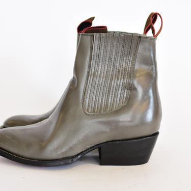 Size 8-8.5 | Vintage Deadstock 80s Western Boot | Grey Chelsea Boot | 