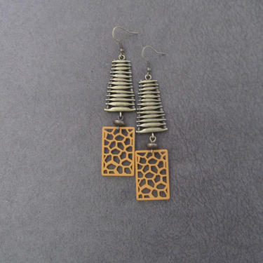 Yellow animal print earrings, Afrocentric African earrings, tribal earrings, modern earrings, unique earrings, boho chic earrings, bold 