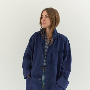 Vintage Blue Work Chore Jacket | Unisex Cotton Utility Work Jacket | Made in Italy | L XL  | IT090 