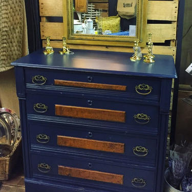 Antique Oak Dresser, Painted Navy