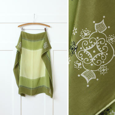 vintage chartreuse green scarf • genuine silk 1950s oversized square scarf 