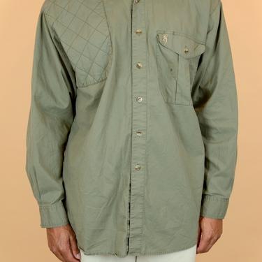 Vintage Browning Green Long Sleeve Oxford Button Down Outdoors Hunting Fishing Shirt XL XXL Oversize 