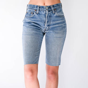 Vintage 80s Levis 501 Whiskered Medium Wash High Waisted Cut Off Shorts | Made in USA | Size 27 | Bermuda, Boho, Denim | 1980s Levis Shorts 