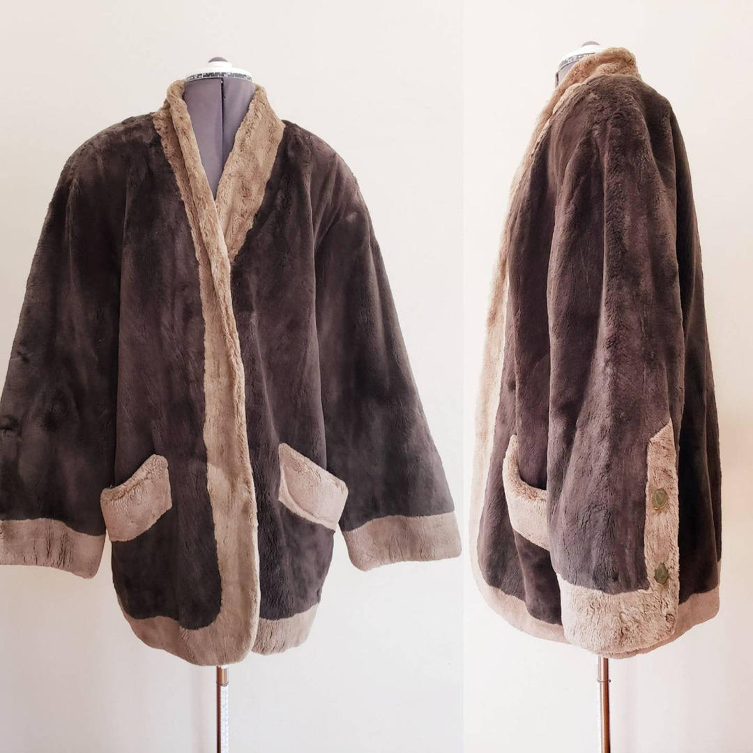 1990s Nina Ricci Brown Sheared Beaver Jacket / 90s Designer Oversized ...