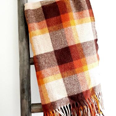 Vintage Pendleton Wool Fall Plaid Blanket 