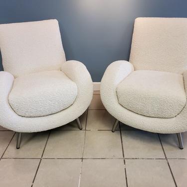 Mid Century Italian Post Modern Funky Lounge Chairs Newly Upholstered - Pair