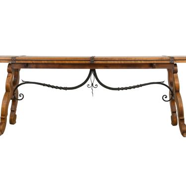 Antique Spanish Baroque Style Folding Maple Farm Dining Table or Console Table. Sofa Table. 