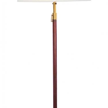 A Handsome Art Deco Style Mahogany and Brass Adjustable Floor Lamp