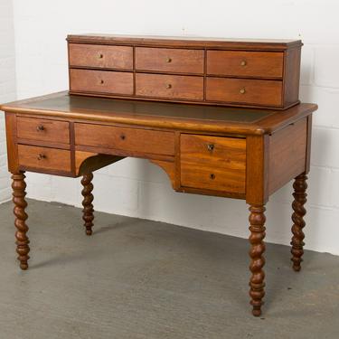 19th Century Country French Louis Philippe Oak Library Writing Desk 