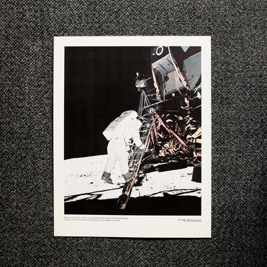 Large Nasa Print Astronaut and Lunar Module Photo 