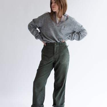 Vintage 28 Waist Dark Green Army Pants | One of a Kind Utility Fatigues Military Trouser | 