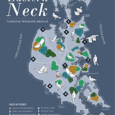 Eastern Neck National Wildlife Refuge decorative map print 11x17 
