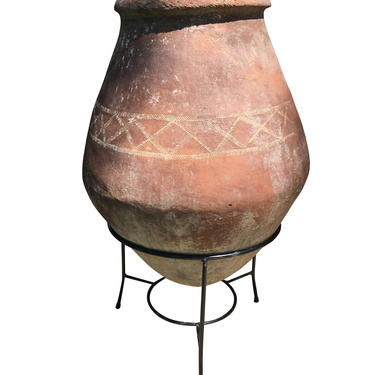 Large Olive Vessel - Mediterannean Pottery Jar - Vintage Urn - Local Pick Up Only by PursuingVintage1