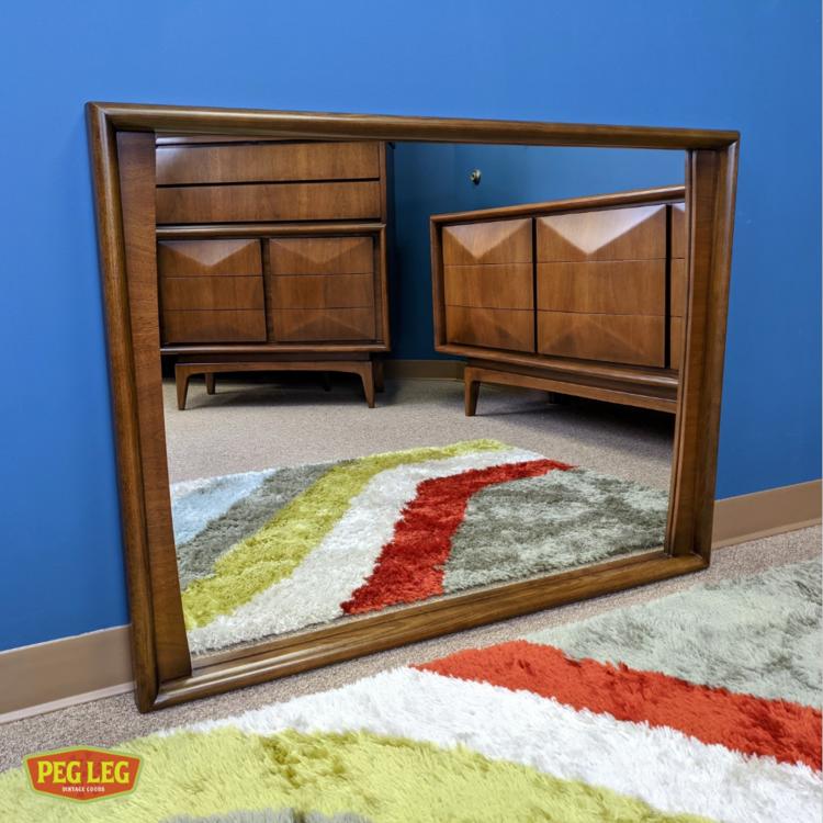Mid-Century Modern walnut mirror by United Furniture