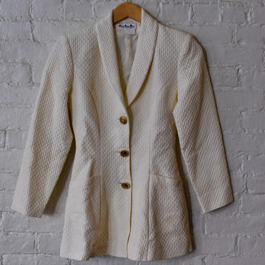 1990’s Vintage Chantal Thomass Quilted Cream Jacket with Celestial Buttons 