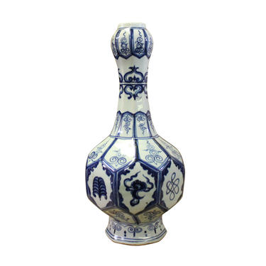 Chinese Blue White Porcelain Treasure Graphic Octagonal Vase ws405E 