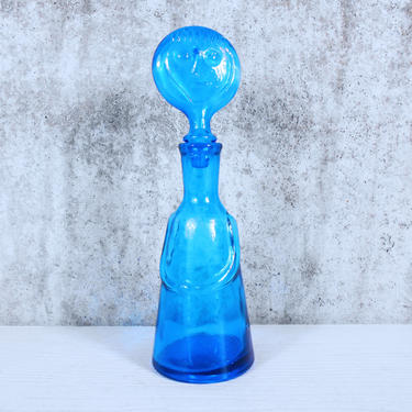 Figural Bottle by Erik Hoglund for Neiman Marcus - Woman Bottle Decanter in Blue 