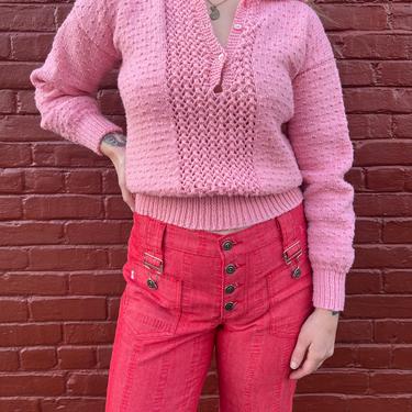 hand knit pink sweater