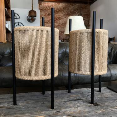 Pair String-Shade Table Lamps