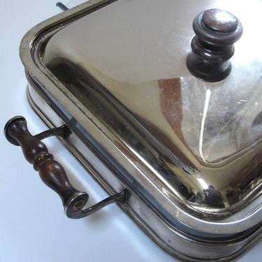 Antique Silver Plate Server with Lid Pyrex Casserole Dish Insert with Presentation Dish Silver Plate Casserole Holder 