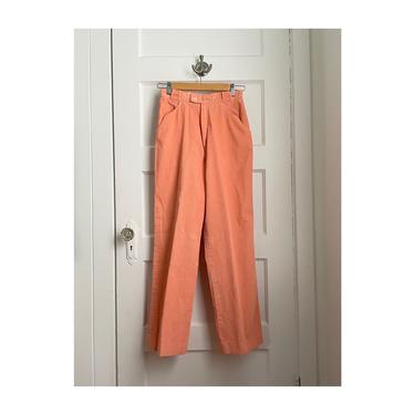 1980s High Waisted Coral Thin Corduroy Trouser Pants by G.J. Forbes New York- size XS 
