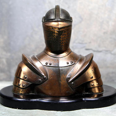 Negbaur Knight Cigarette Lighter - Copper-Plated Knight Bust - Gorgeous, Mid-Century Table Lighter  | FREE SHIPPING 