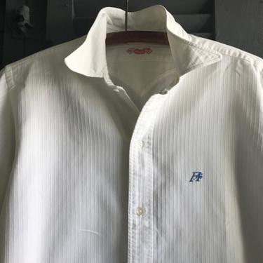 1920s French Chemise, Mens Dress Shirt, Fine Quality White Cotton, Original Label 