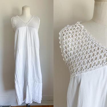 Edwardian 1910s Antique Cotton Lawn Dress / Nightgown // M 