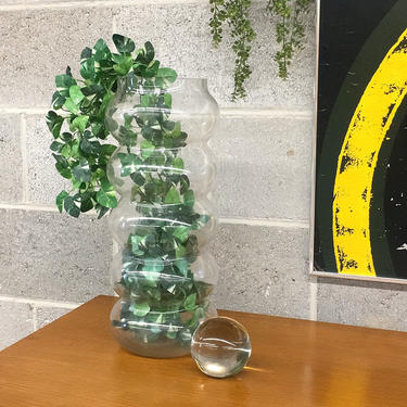 Vintage Vase Retro 1990s Contemporary + Clear Glass + Bubble Design + Large Size + Flower + Plant Storage +  Modern + Home and Table Decor 