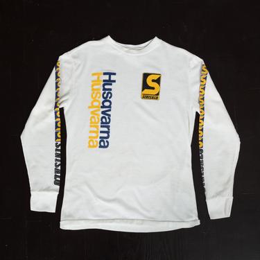 Vintage 80s Sinisalo Husqvarna Mesh Motocross Jersey - Men's Medium to Large | Long Sleeve Dirt Bike Racing Pullover Shirt 