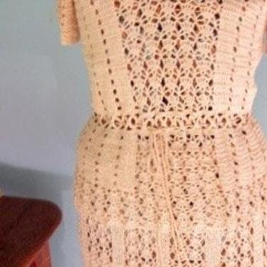Vintage 1970s Hand-Crocheted Blouse and Skirt Set -- Groovy!! 