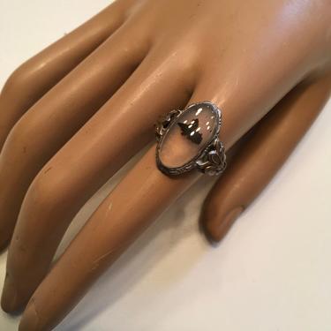 Vintage Uncas Deco Sterling Silver Dendritic Moss Agate Ring 