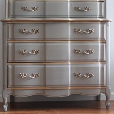 French Grey Tall Dresser/Chest of drawers/Bureau 