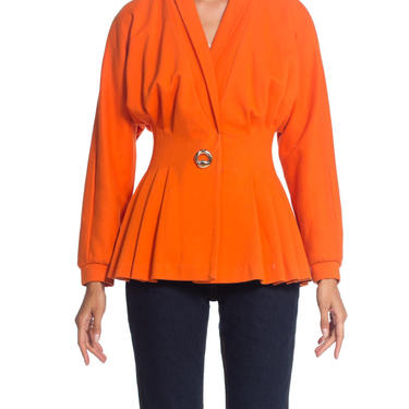 1990's-hot Orange Knit Blazer Size: S 