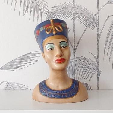 Vintage Nefertiti Bust, Handpainted, Egyptian Revival, circa 30's 