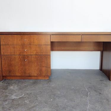 Asymmetric Cherry Wood Desk with File Drawer 