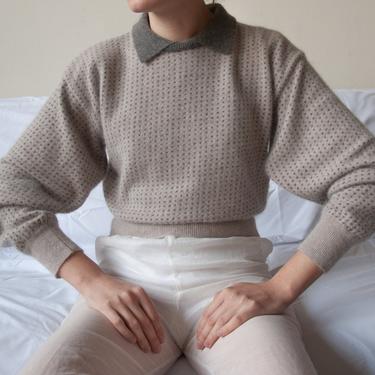 6541t / angora patterned collared sweater / s / m 