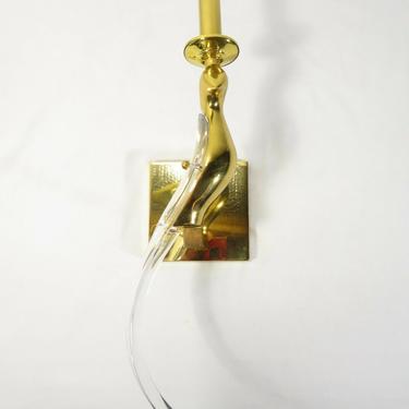 VTG Lucite &amp; Brass NULCO WALL SCONCE LAMP PARADISE BIRD Hollywood Regency GLAM
