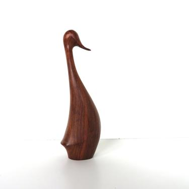Vintage Carved Wooden Duck Sculpture, 1974 Wooden Bird Sculpture From Mozambique, Hand Crafted Folk Art 