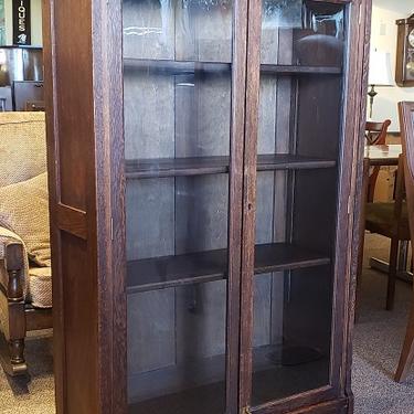 Item #S55 English Oak Glass Door Bookcase c.1910