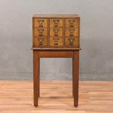 Industrial Pine 9-Drawer Card Catalog &amp; End Table
