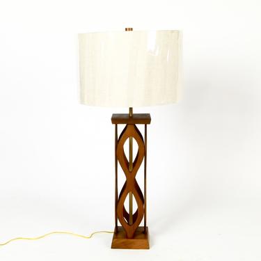 Sculptural Walnut Table Lamp