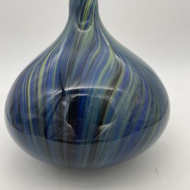 Mid Century Handblown Swirl Murano Glass Vase 
