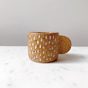 Etched Espresso Cup // handmade ceramic pottery 