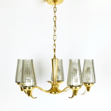 1960s Smoked Glass Chandelier