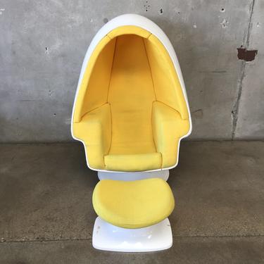 Yellow Alpha Egg Stereo Chair with Ottoman